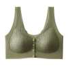 Front-opening clasp gathered large-sized middle-aged and elderly bra, lace seamless beauty back without underwire bra, seamless underwear for mothers, women Item Picture
